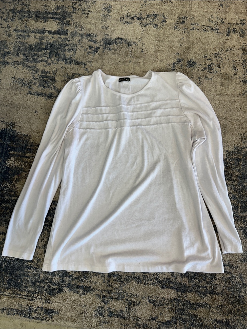 Women's White Long-Sleeve Pleated Front Blouse
